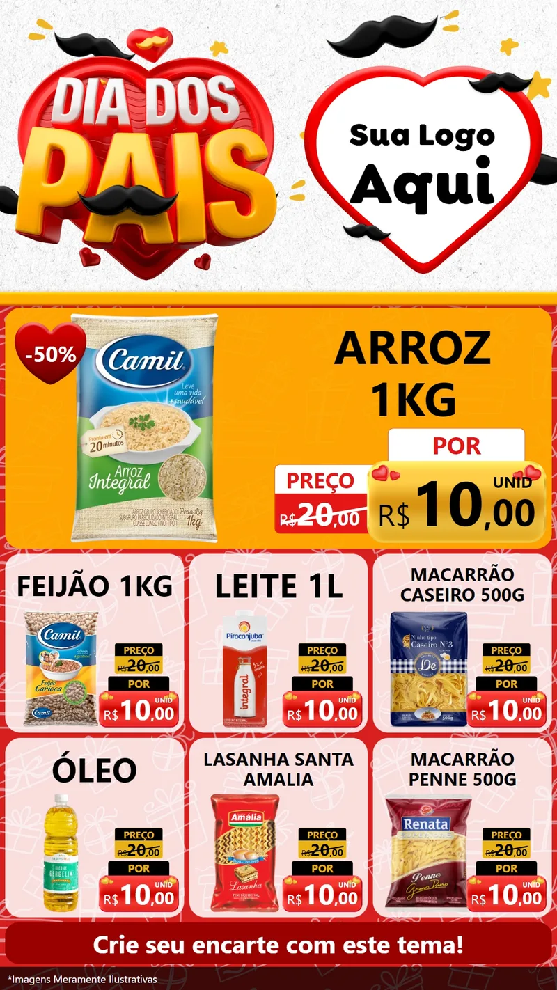 Modelo de Rede Social para Stories com o tema Dia dos Pais para Supermercado