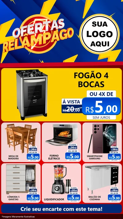 Modelo de Rede Social para Stories com o tema Ofertas Relâmpago para Móveis e Eletro