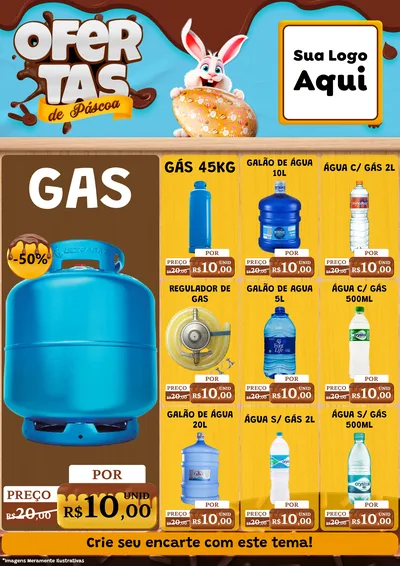 Modelo de Encarte para Encarte A4 Vertical com o tema Ofertas de Páscoa para Água e gás