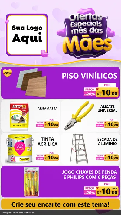 Modelo de TV para TV Vertical com o tema Ofertas Especiais - Mês das Mães para Material para Construção