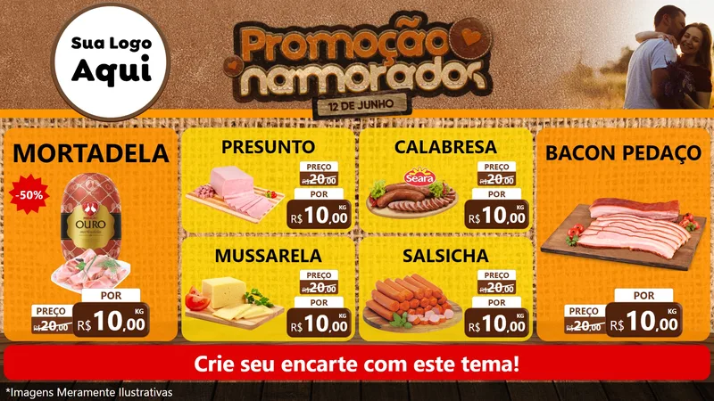 Modelo de TV para TV Horizontal com o tema Promoção Namorados para Frios e Laticínios