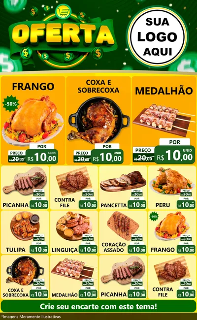 Modelo de Encarte para Encarte Grande com o tema Oferta para Assados