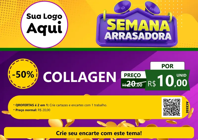 Modelo de Cartaz para Cartaz A4 Horizontal com o tema Semana Arrasadora para Suplementos alimentares