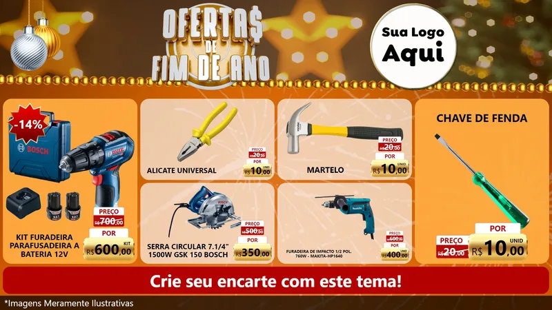 Modelo de TV para TV Horizontal com o tema Ofertas de Fim de Ano para Maquinas e Ferramentas