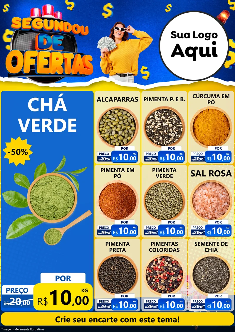 Modelo de Encarte para Encarte A4 Vertical com o tema Segundou de Ofertas para Produtos Naturais