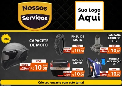 Modelo de Encarte para Encarte A4 Horizontal com o tema Nossos Serviços para Moto peças