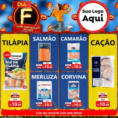 Modelo de Rede Social para Feed Facebook com o tema Dia F - O Dia Mais Barato Do Mês para Peixaria