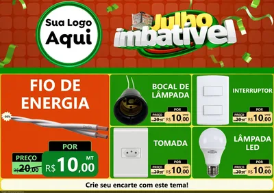 Modelo de Encarte para Encarte A4 Horizontal com o tema Julho Imbatível para Materiais Elétricos