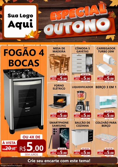 Modelo de Encarte para Encarte A4 Vertical com o tema Especial Outono para Móveis e Eletro