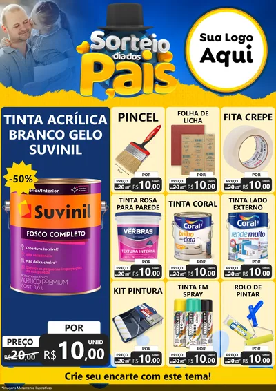 Modelo de Encarte para Encarte A4 Vertical com o tema Sorteio Dia Dos Pais para Tintas e Ferramentas