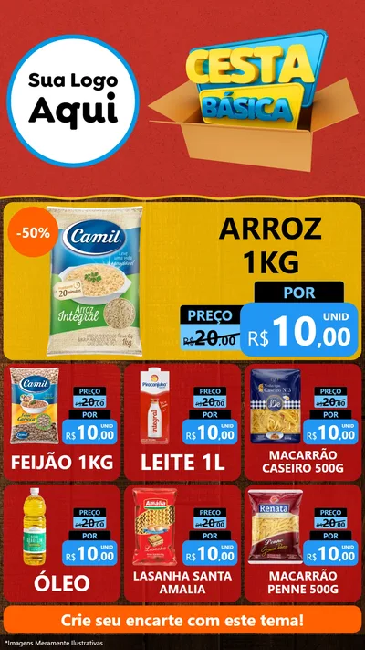 Modelo de Rede Social para Stories com o tema Cesta Básica para Supermercado