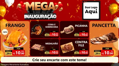 Modelo de TV para TV Horizontal com o tema Mega Inauguração para Assados
