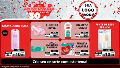 Modelo de TV para TV Horizontal com o tema Promoção de Aniversário - 30 Anos para Bebês