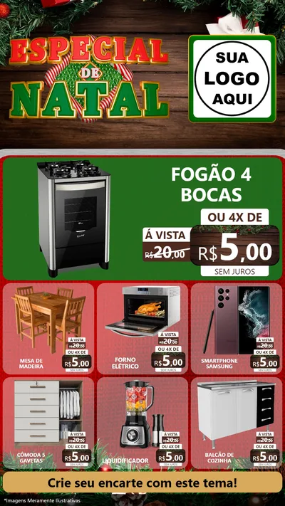 Modelo de Rede Social para Stories com o tema Especial de Natal para Móveis e Eletro
