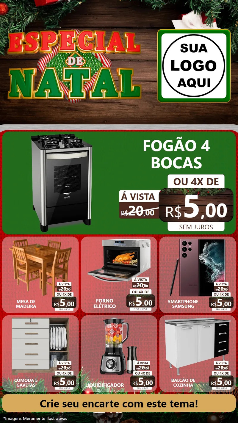 Modelo de Rede Social para Stories com o tema Especial de Natal para Móveis e Eletro