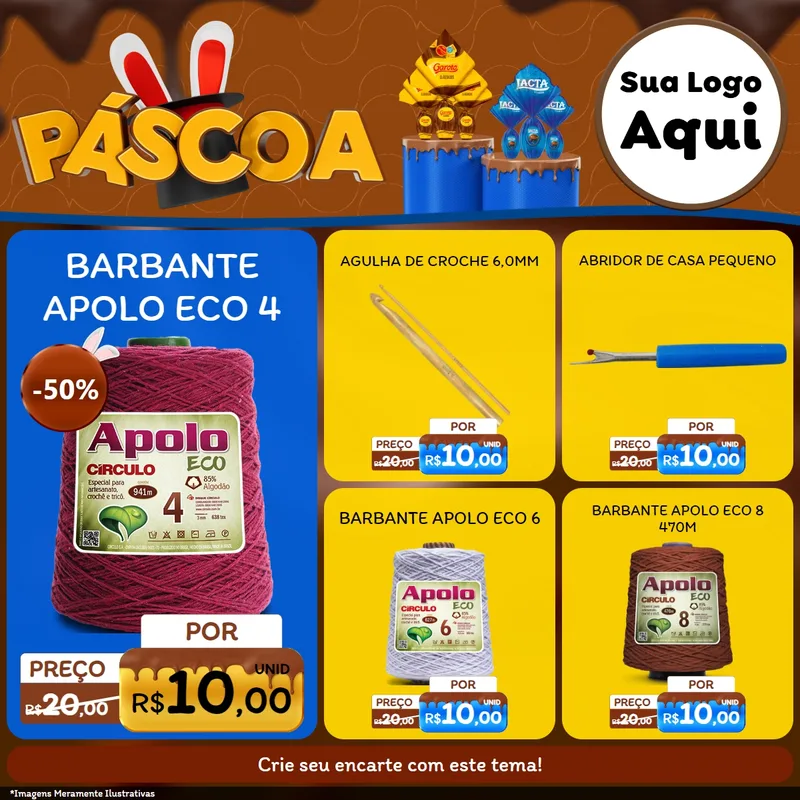 Modelo de Rede Social para Feed Facebook com o tema Páscoa para Armarinho e Aviamentos