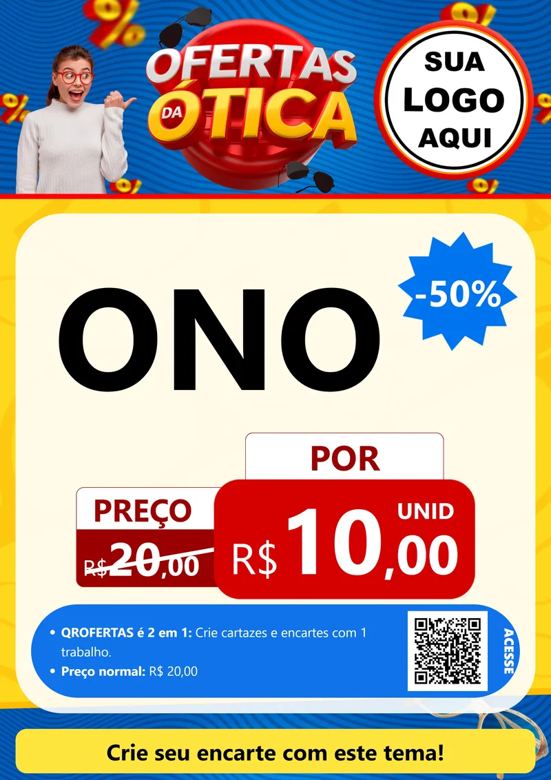 Modelo de Cartaz para Cartaz A4 Vertical com o tema Ofertas da Ótica para Óticas