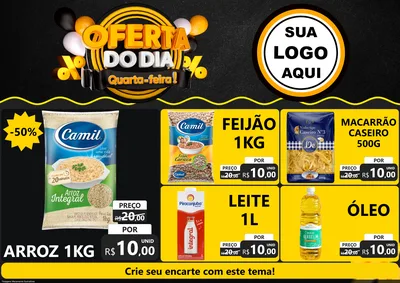 Modelo de Encarte para Encarte A4 Horizontal com o tema Oferta do Dia - Quarta Feira! para Supermercado