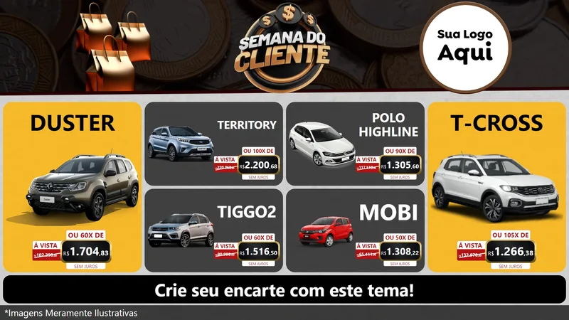 Modelo de TV para TV Horizontal com o tema Semana do Cliente para Concessionaria de Carros