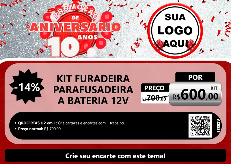 Modelo de Cartaz para Cartaz A4 Horizontal com o tema Promoção de Aniversário - 10 Anos para Maquinas e Ferramentas