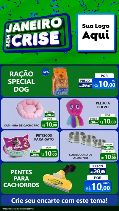 Modelo de TV para TV Vertical com o tema Janeiro Sem Crise para Pet Shop