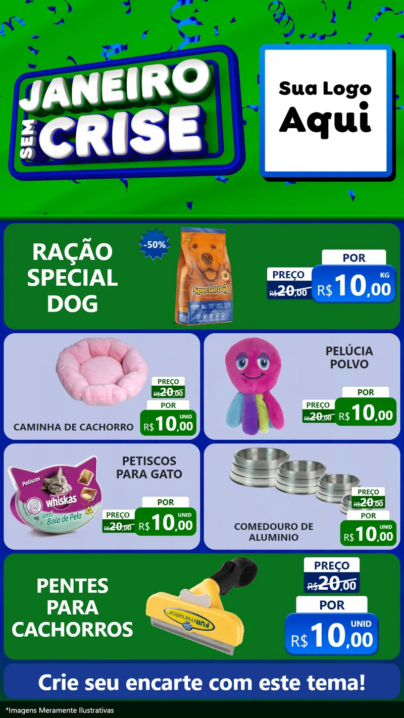 Modelo de TV para TV Vertical com o tema Janeiro Sem Crise para Pet Shop
