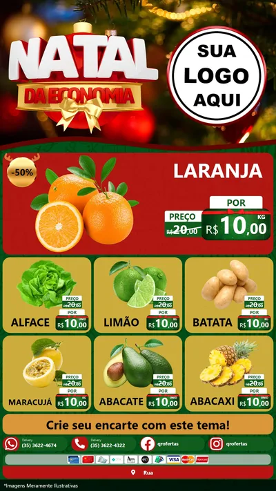 Modelo de Rede Social para Stories com o tema Natal da Economia para Hortifrúti