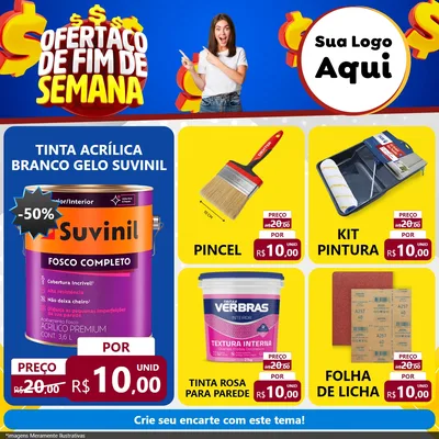 Modelo de Rede Social para Feed Facebook com o tema Ofertaço de Fim de Semana para Tintas e Ferramentas