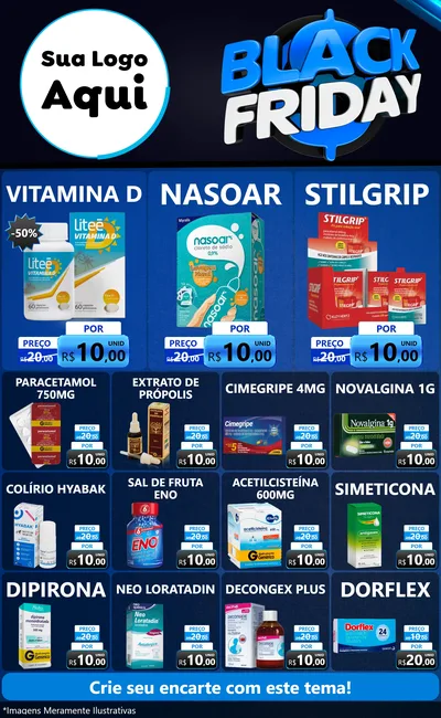 Modelo de Encarte para Encarte Grande com o tema Black Friday para Farmácia