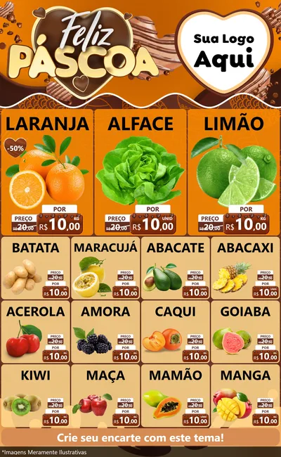 Modelo de Encarte para Encarte Grande com o tema Feliz Páscoa para Hortifrúti