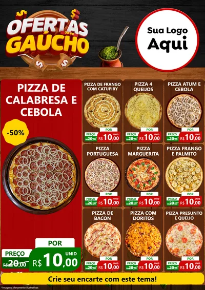Modelo de Encarte para Encarte A4 Vertical com o tema Ofertas Dia do Gaúcho para Pizzaria
