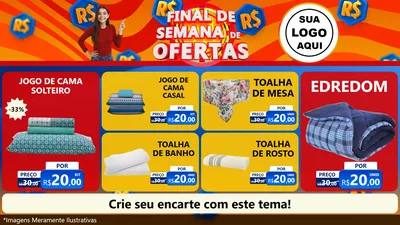 Modelo de TV para TV Horizontal com o tema Final de Semana de Ofertas para Cama, Mesa e Banho