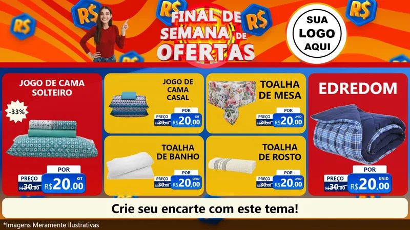 Modelo de TV para TV Horizontal com o tema Final de Semana de Ofertas para Cama, Mesa e Banho