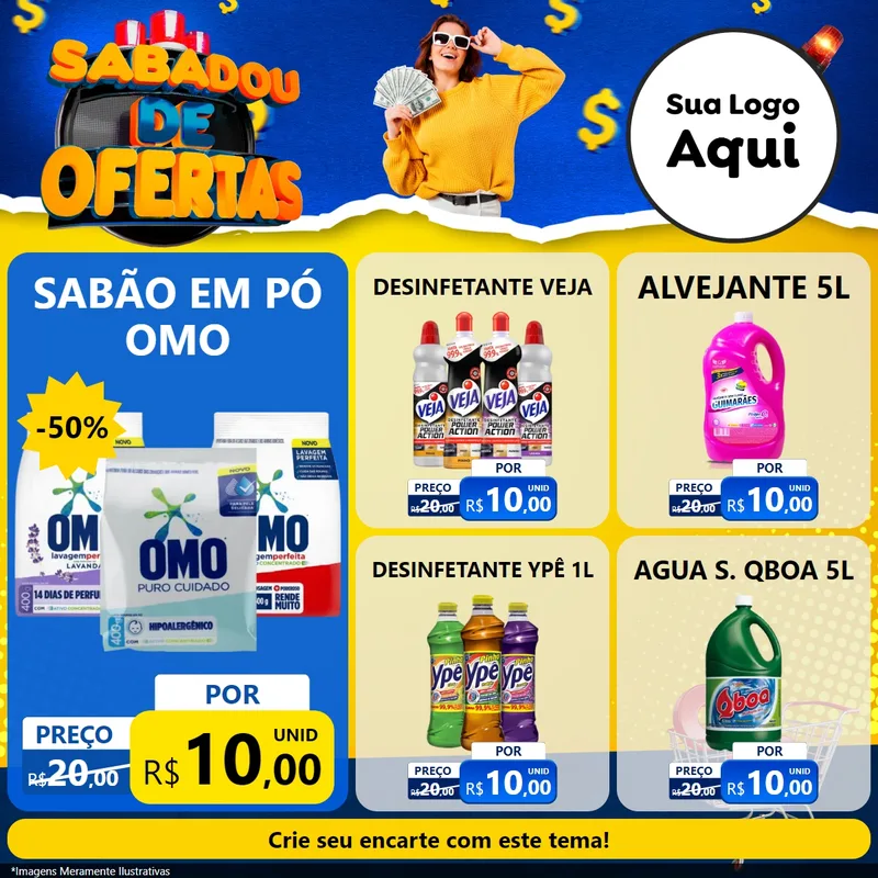 Modelo de Rede Social para Feed Facebook com o tema Sabadou de Ofertas para Produtos de Limpeza