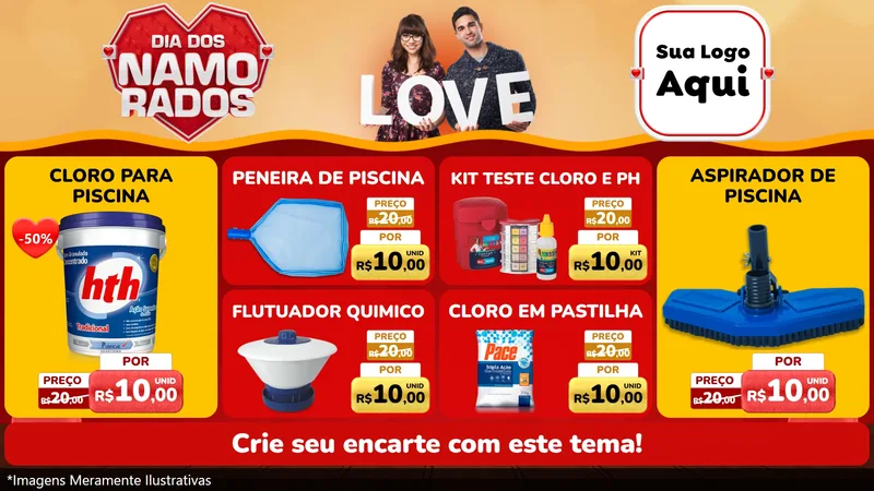 Modelo de TV para TV Horizontal com o tema Dia dos Namorados para Produtos para Piscina