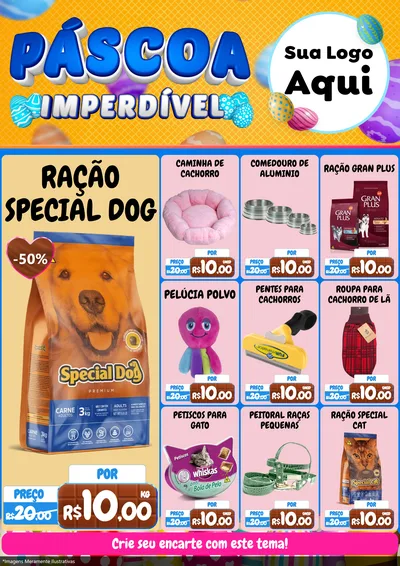 Modelo de Encarte para Encarte A4 Vertical com o tema Páscoa Imperdível para Pet Shop