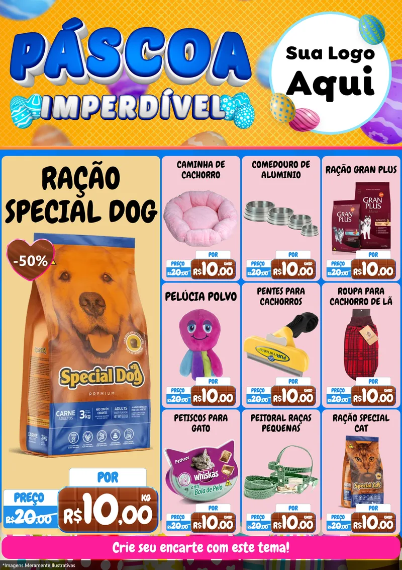 Modelo de Encarte para Encarte A4 Vertical com o tema Páscoa Imperdível para Pet Shop