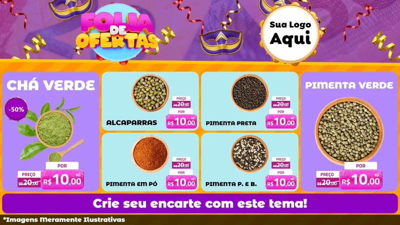 Modelo de TV para TV Horizontal com o tema Folia de Ofertas para Produtos Naturais