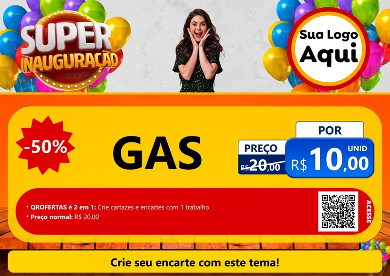 Modelo de Cartaz para Cartaz A4 Horizontal com o tema Super Inauguração para Água e gás