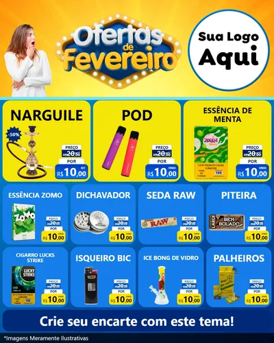 Modelo de Rede Social para Feed Instagram com o tema Ofertas de Fevereiro para Tabacaria