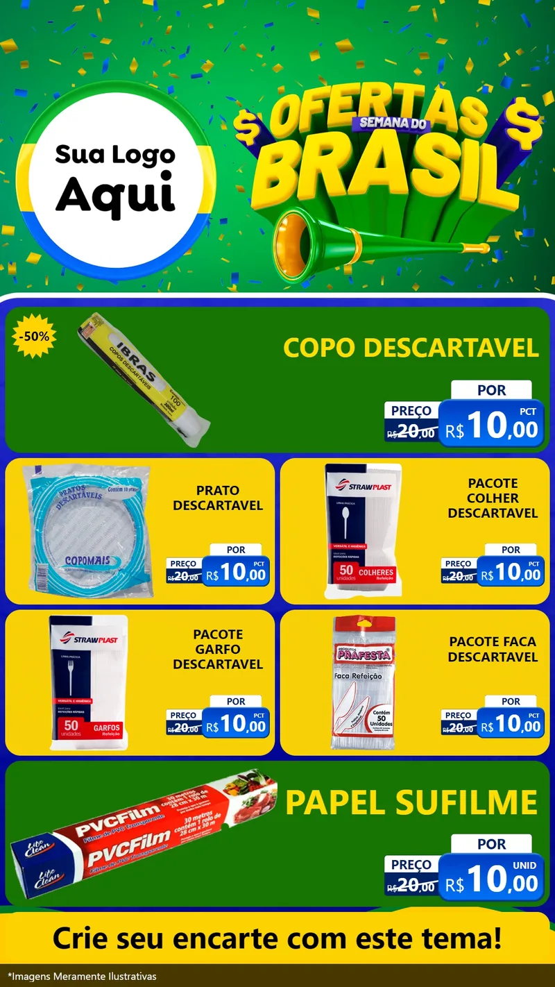 Modelo de TV para TV Vertical com o tema Ofertas Semana do Brasil para Embalagens
