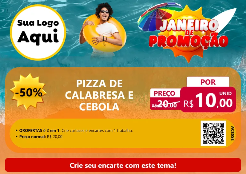Modelo de Cartaz para Cartaz A4 Horizontal com o tema Janeiro de Promoção para Pizzaria
