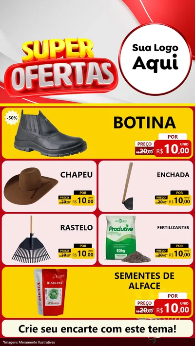 Modelo de TV para TV Vertical com o tema Super Ofertas para Agropecuária