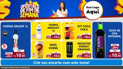 Modelo de TV para TV Horizontal com o tema Ofertaço de Fim de Semana para Distribuidora de bebidas