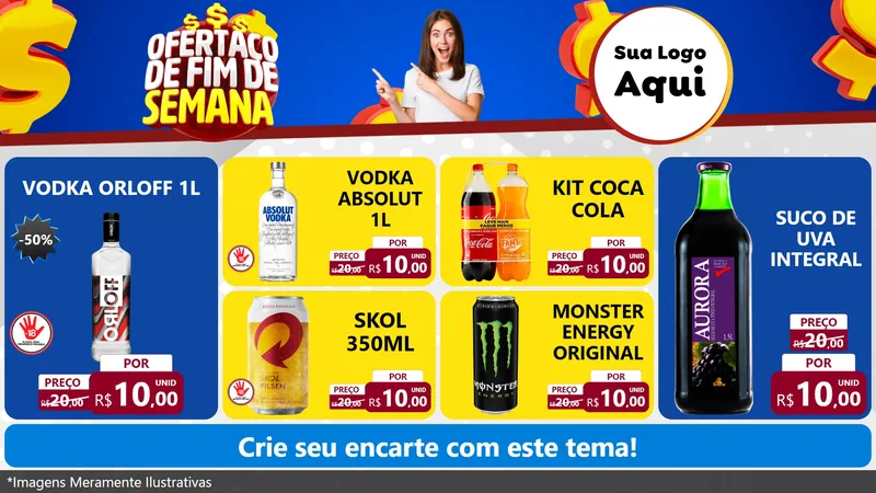 Modelo de TV para TV Horizontal com o tema Ofertaço de Fim de Semana para Distribuidora de bebidas