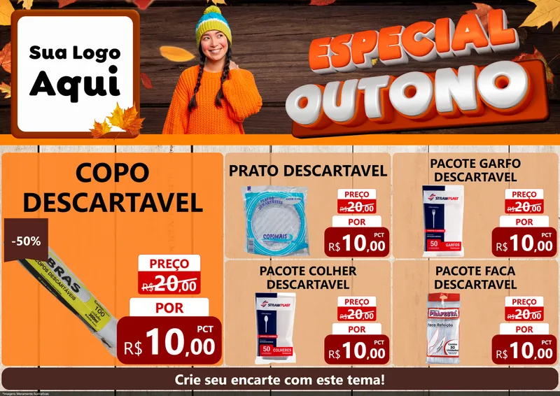 Modelo de Encarte para Encarte A4 Horizontal com o tema Especial Outono para Embalagens