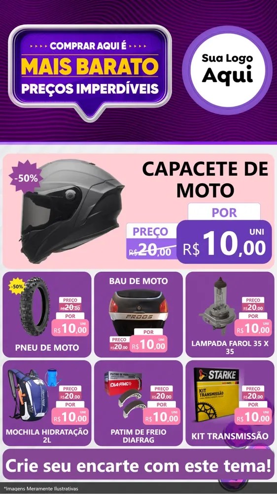 Modelo de Rede Social para Stories com o tema Mais Barato para Moto peças