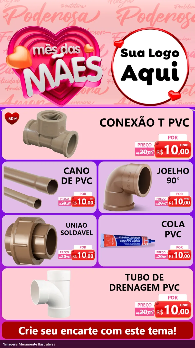 Modelo de TV para TV Vertical com o tema Mês Das Mães para Tubos e conexões