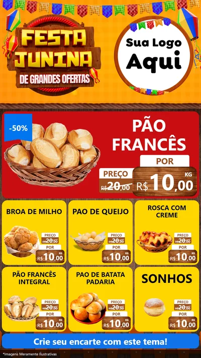 Modelo de Rede Social para Stories com o tema Festa Junina de Grandes Ofertas para Padaria
