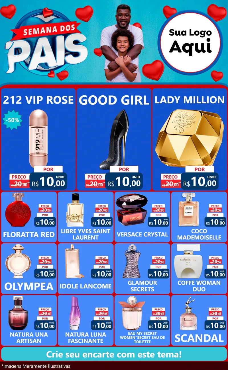 Modelo de Encarte para Encarte Grande com o tema Semana Dos Pais para Perfumes